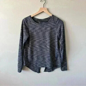 Zyia Active Shirt Women's Size M Gray Blue Heather Split Back  Long Sleeve Yoga